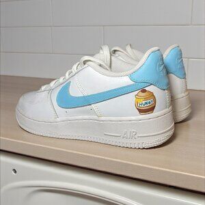 Nike Air Force 1 Low “Hunny” Custom Sneakers White Blue – Youth 6Y / Women’s 7.5
